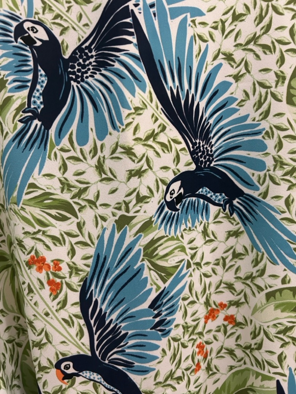Blue Tropical Print Dress with Tie Belt - Picture 6 of 7